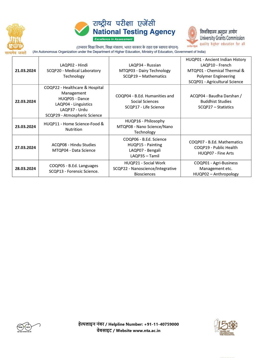 LokmatTimes_ngp's tweet image. Schedule for Common University Entrance Test [CUET(PG)] - 2024: National Testing Agency. #NTA #CommonUniversityEntranceTest #ExamSchedule #CUETPG2024 #CUET