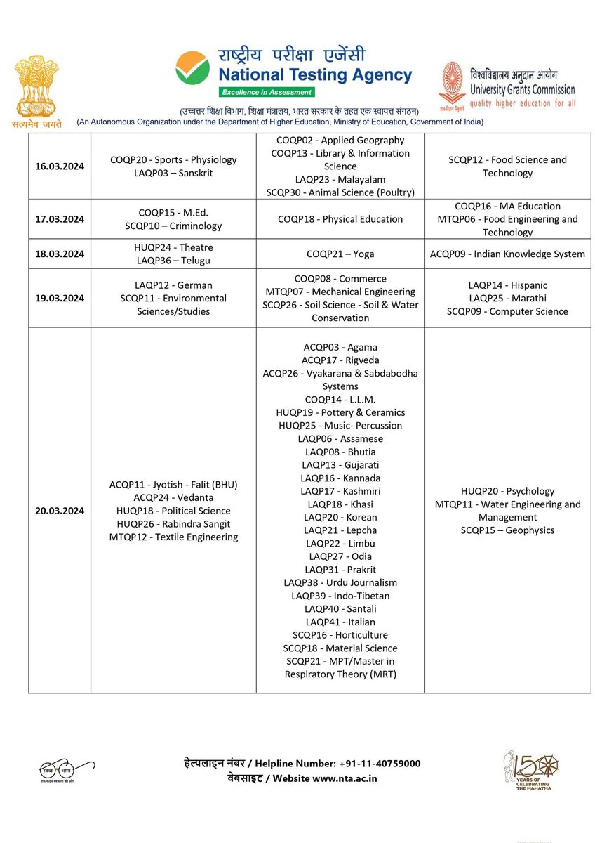 LokmatTimes_ngp's tweet image. Schedule for Common University Entrance Test [CUET(PG)] - 2024: National Testing Agency. #NTA #CommonUniversityEntranceTest #ExamSchedule #CUETPG2024 #CUET