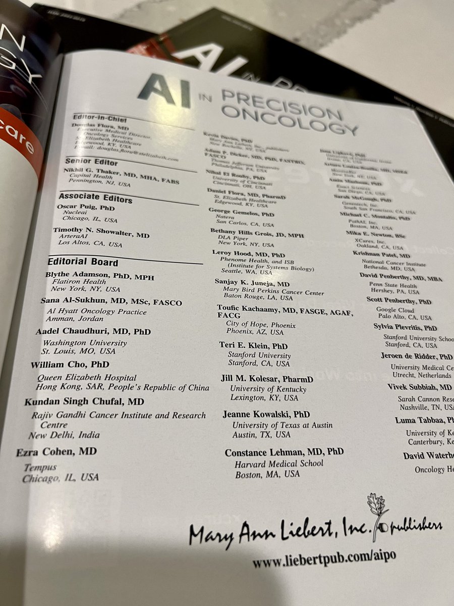 @AI_PrecisionOnc journals received straight in the mail — First issue ever!! Featuring an interview with @EricTopol And thanks for inviting me onto the editorial board!