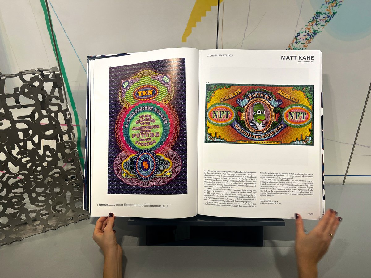 MattKaneArtist's tweet photo. Honored to be included &amp; feel especially blessed for @michaelspalter to have written about my work in the @TASCHEN book "On NFTs." Coincidentally, Gazers with the 2006 origin moon "First One Person Show" are celebrating today, reminding me of paths that precede such milestones.🙏 https://t.co/RiHuNEVR9x