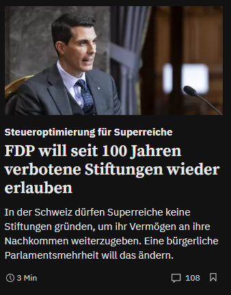 ZStadtfux's tweet photo. #Milliardäre sollen ihr Geld schützen und es auch ganz sicher gratis an die Kinder vererben.

Wir Normalsterblichen sollen länger arbeiten für weniger #Rente.

Leute, wir müssen für uns selber schauen.

Wer jetzt noch nicht für die 13. #AHV stimmte, sollte das noch tun. https://t.co/96P1sCUkb9