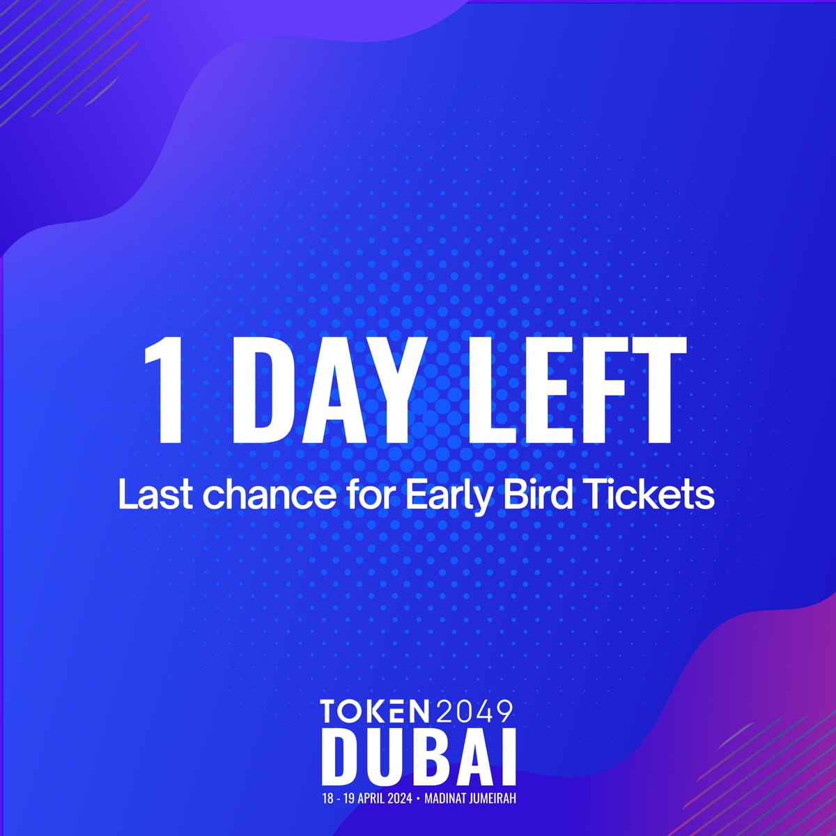 🚨 Prices will increase by 40% tomorrow! 🚨 #TOKEN2049 Dubai is only 7  weeks away, and Early Bird tickets will be sold out by 23:59 Dubai time.  Secure your spot now for
