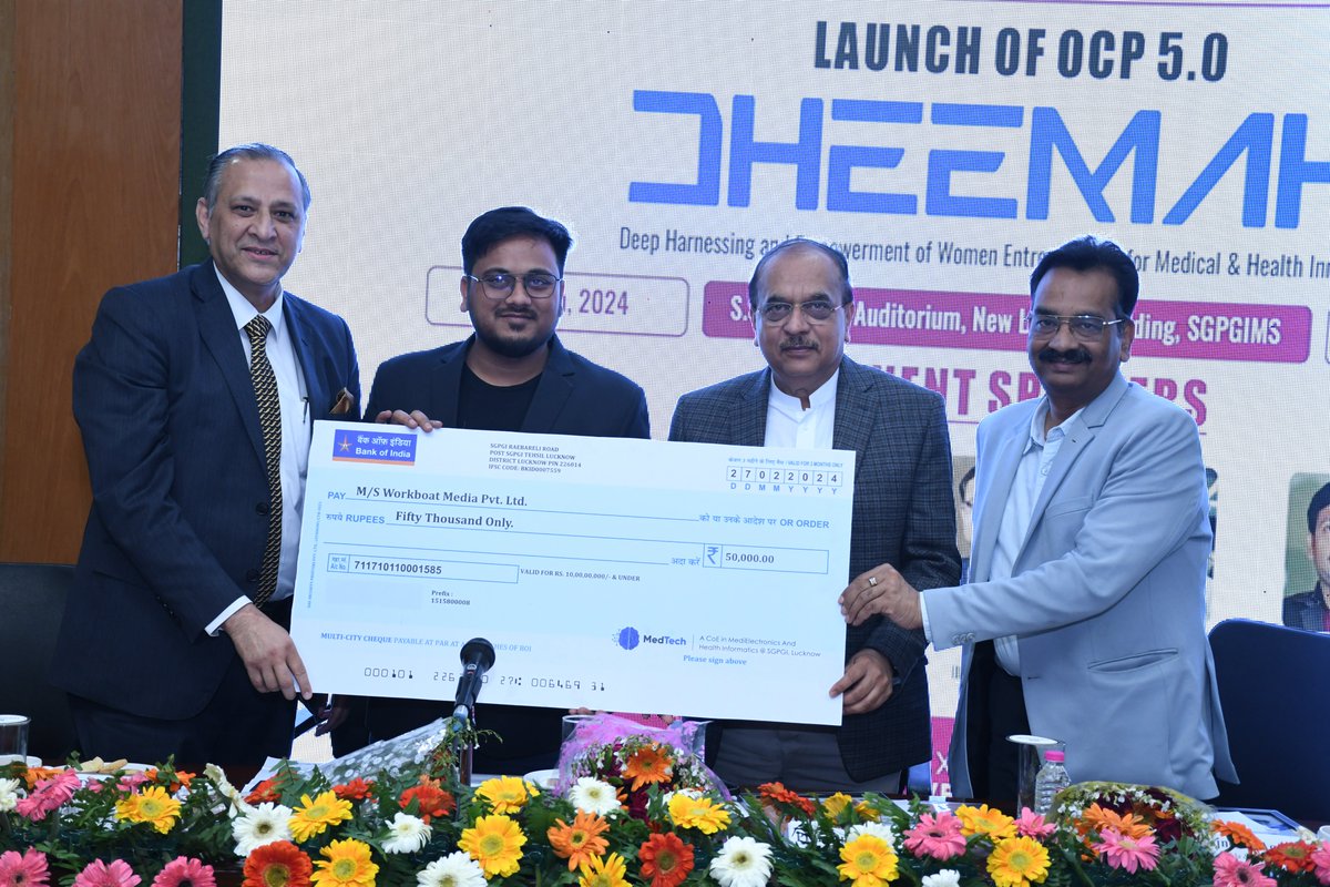 Big kudos to M/S Workboat Pvt. Ltd.! 🏆 They've just been awarded 50k by MedTech CoE at the launch of OCP 5.0. 💰🚀 Keep pushing the boundaries of innovation! @arvindtw  @purnmoon @stpiindia