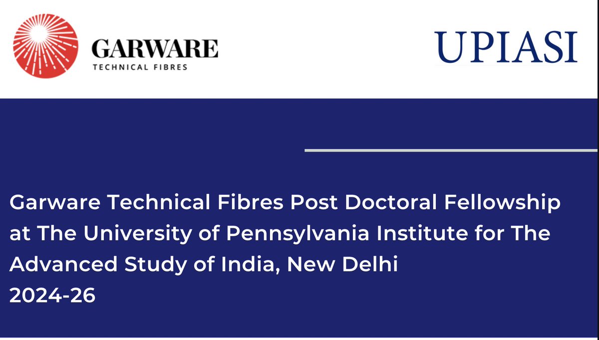 Exciting News!

Applications for the Garware Postdoctoral Fellowship program 2024-26 at UPIASI will open next month.
We are grateful to Garware Technical Fibres Ltd for their tremendous support. 
Details to follow soon.
#UPIASI #postdoc #researchopportunity