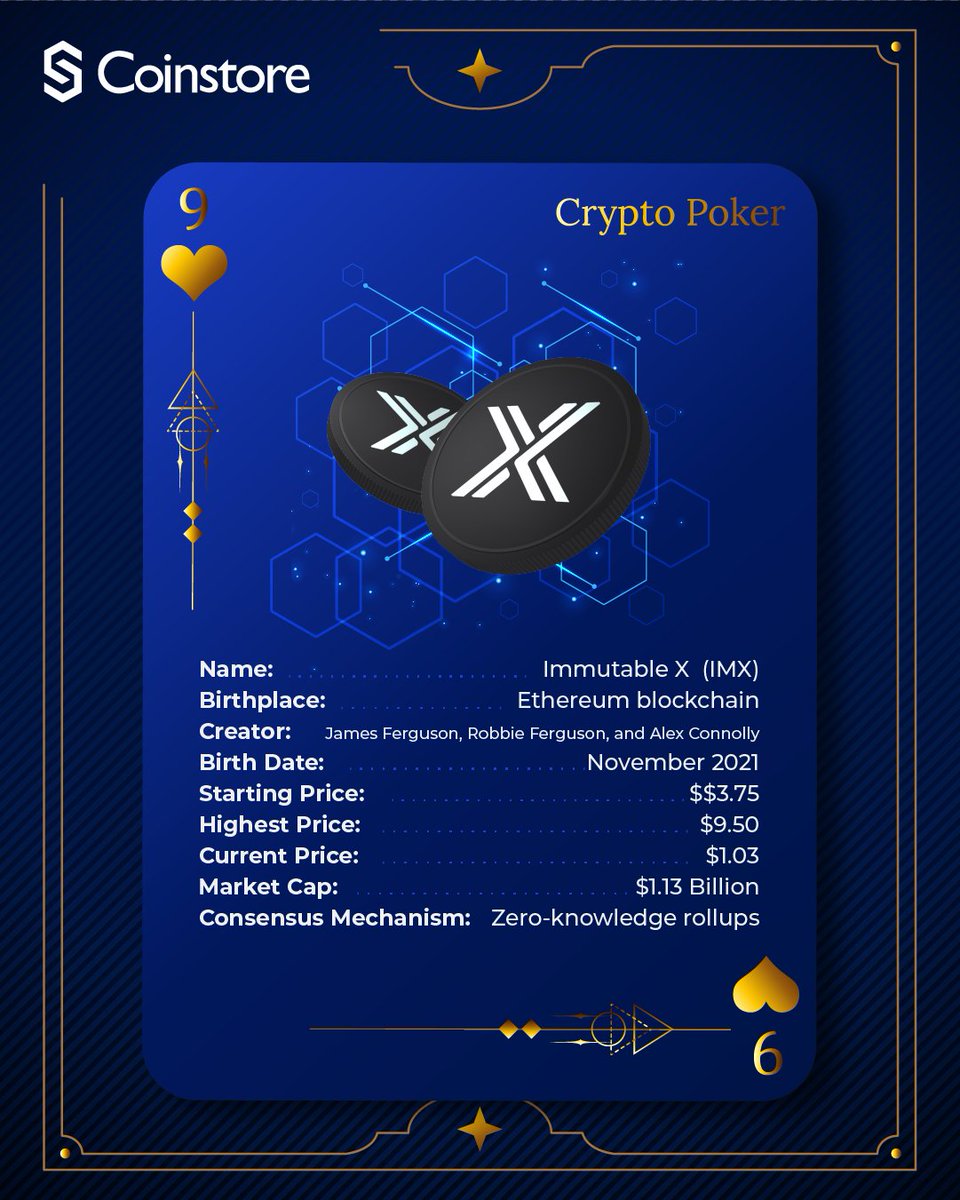 CoinstoreExc's tweet image. Shuffle up and deal with #ImmutableX where every card play is a leap in #blockchain tech — fast, secure, and eco-friendly with zero-knowledge rollups. Bet on the future, #IMX is all-in! ♠️

#cryptopoker #coinstore