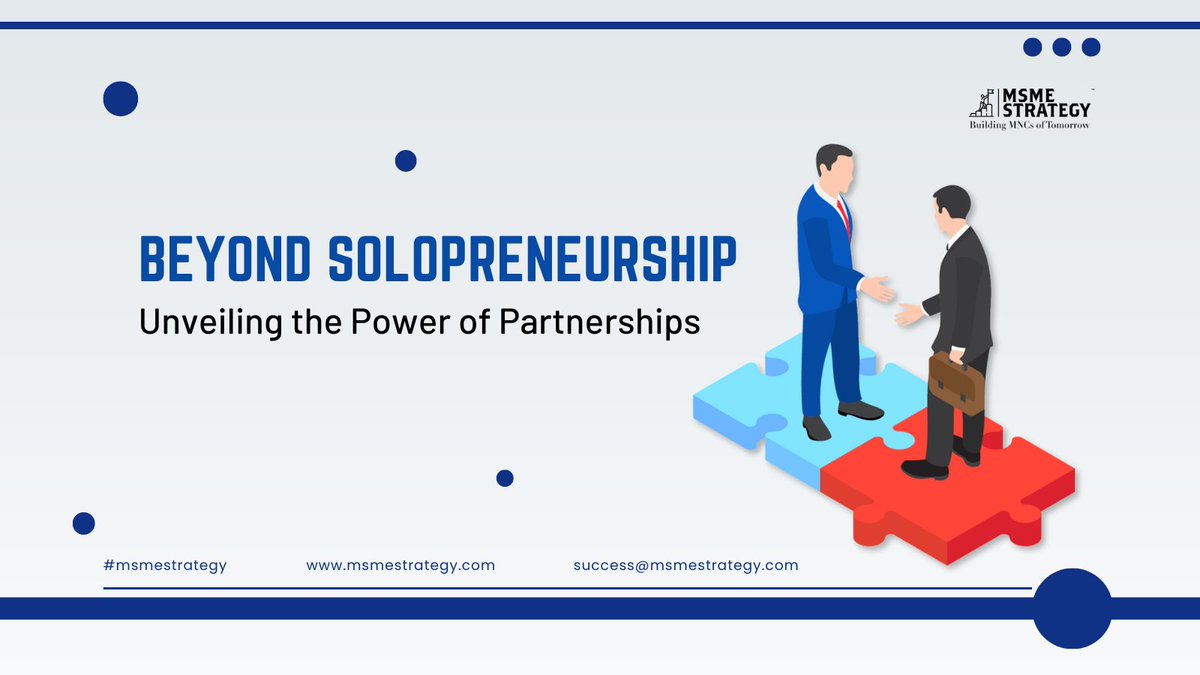 Partner up for success! Our article explores how MSMEs in India can leverage partnerships to unlock funding, expertise, & new markets. 🇮🇳 Get actionable tips & real-world examples: msmestrategy.com/beyond-solopre… #MSMEstrategy #SmallBusiness #Entrepreneurship #Funding #Growth