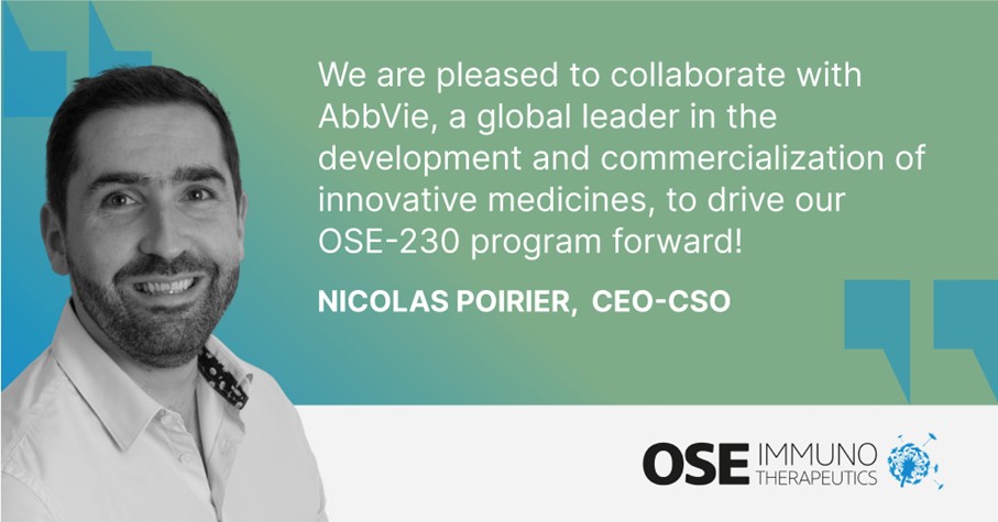 OSEImmuno's tweet photo. AbbVie and OSE Immunotherapeutics announce a partnership to develop a novel monoclonal antibody for the treatment of chronic inflammation: https://t.co/q1O8pPUQtB https://t.co/oaCriCMDsE