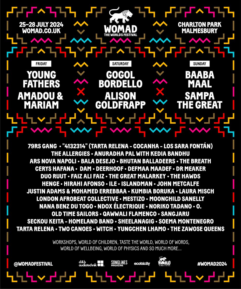 WOMAD Festival have just released their first line-up announcement! Catch loads of amazing artists from around the world @WOMADfestival 25th - 28th July 2024. Tickets, info and full line-up here - womad.co.uk