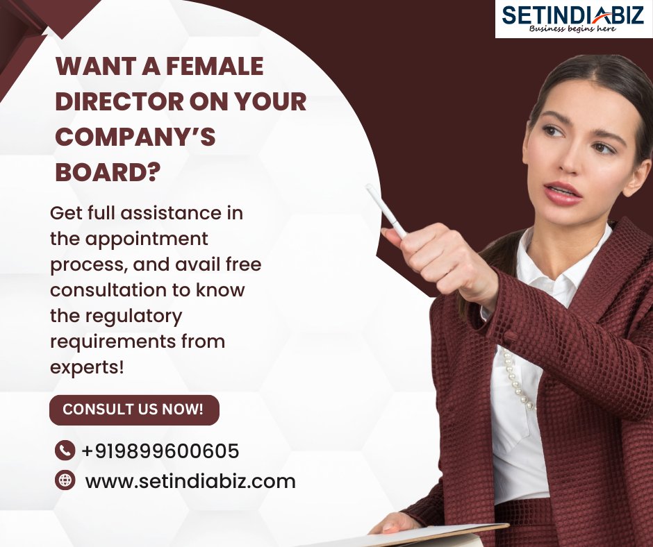 Want a Female Director on Board? 
Here are the related laws: zurl.co/mcYT  
Get Help with the appointment process @ shorturl.at/qrLP1  
For more updates, visit our WhatsApp Channel
@ zurl.co/579U   
#womendirector #femalerepresentation #setindiabiz