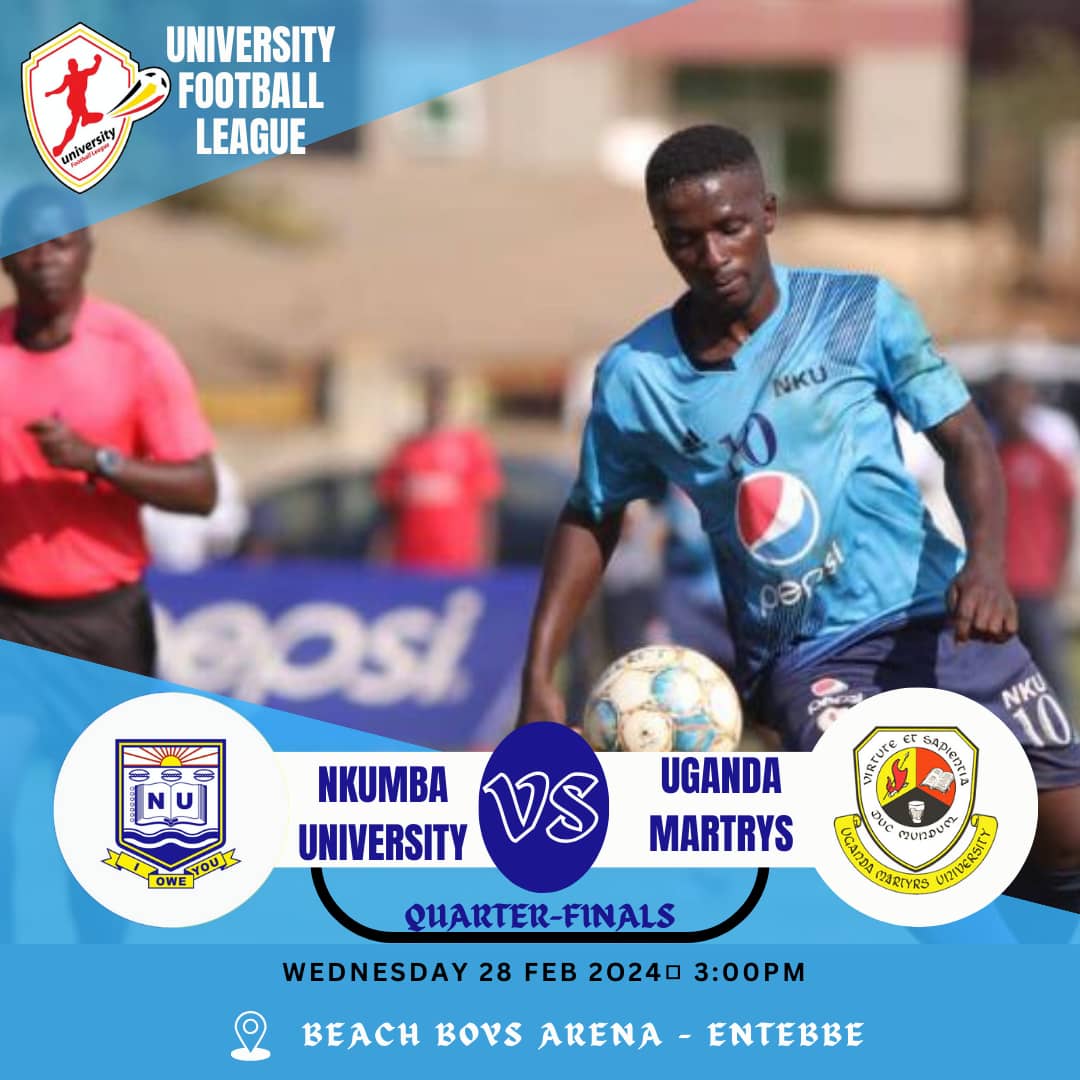 UMU SAINTS (@umusaints3) on Twitter photo Game day
⚽️-Quater finals first leg
🏆-university football league
🖇-<a href="/NkumbaUni/">Nkumba University</a> vs@umusaints
📅-3:00pm
📍-Beach boys arena Game day
⚽️-Quater finals first leg
🏆-university football league
🖇-<a href="/NkumbaUni/">Nkumba University</a> vs@umusaints
📅-3:00pm
📍-Beach boys arena