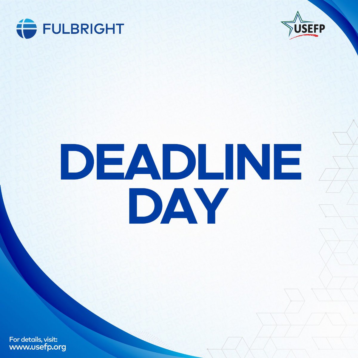 The 2025 Fulbright Program closes today. If you haven’t submitted your application yet, now is the time! The deadline ends tonight at 11:59 pm (Pakistan Standard Time). To apply, visit usefp.org #USEFP #Fulbright #Scholarship #USPAK #StudyInUSA