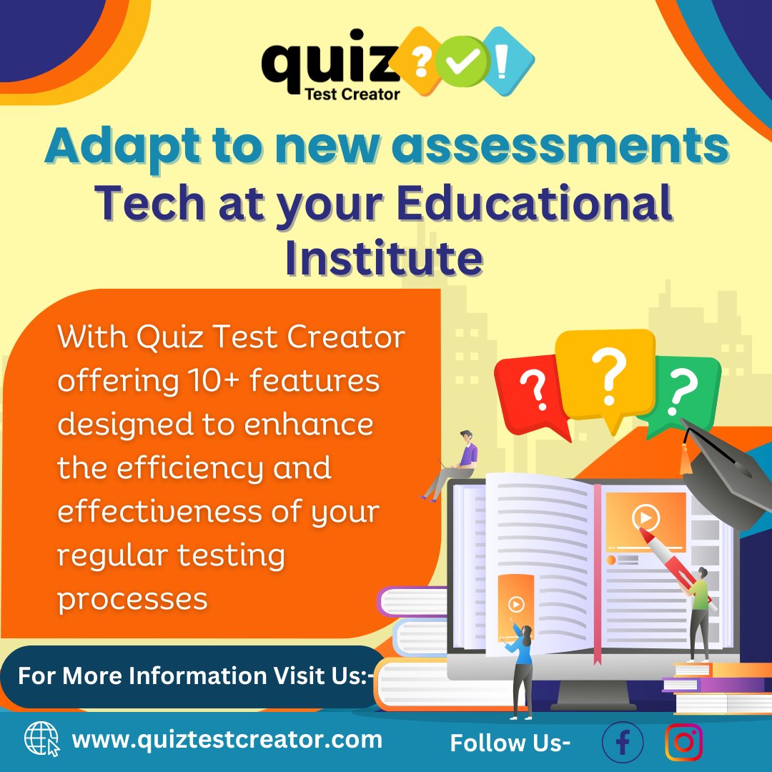 QuiztestCreator's tweet image. Conducting Online Assessments Made Simple!✨

Take the action -Sign Up Now!
Visit Now: quiztestcreator.com

#EdTech #AssessmentTech #OnlineAssessment #AdaptiveLearning #QuizTestCreator #StudentEngagement