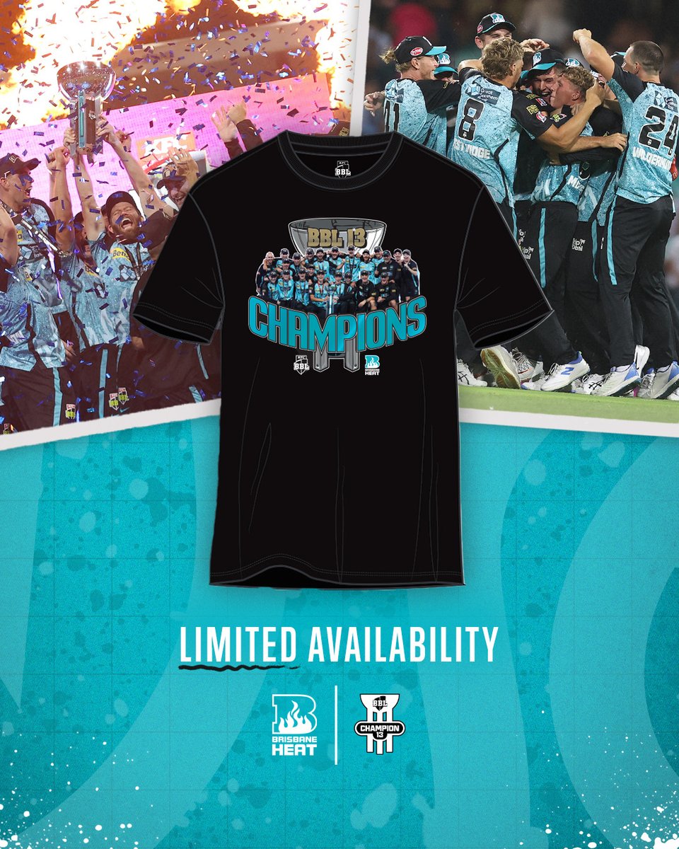 JUST DROPPED! Limited Edition BBL13 CHAMPIONS TEE 🏆

Get your hands on our BRAND NEW Champions T-Shirt 👉 heatbbl.com/ChampsTee

#BringTheHEAT #BBL13