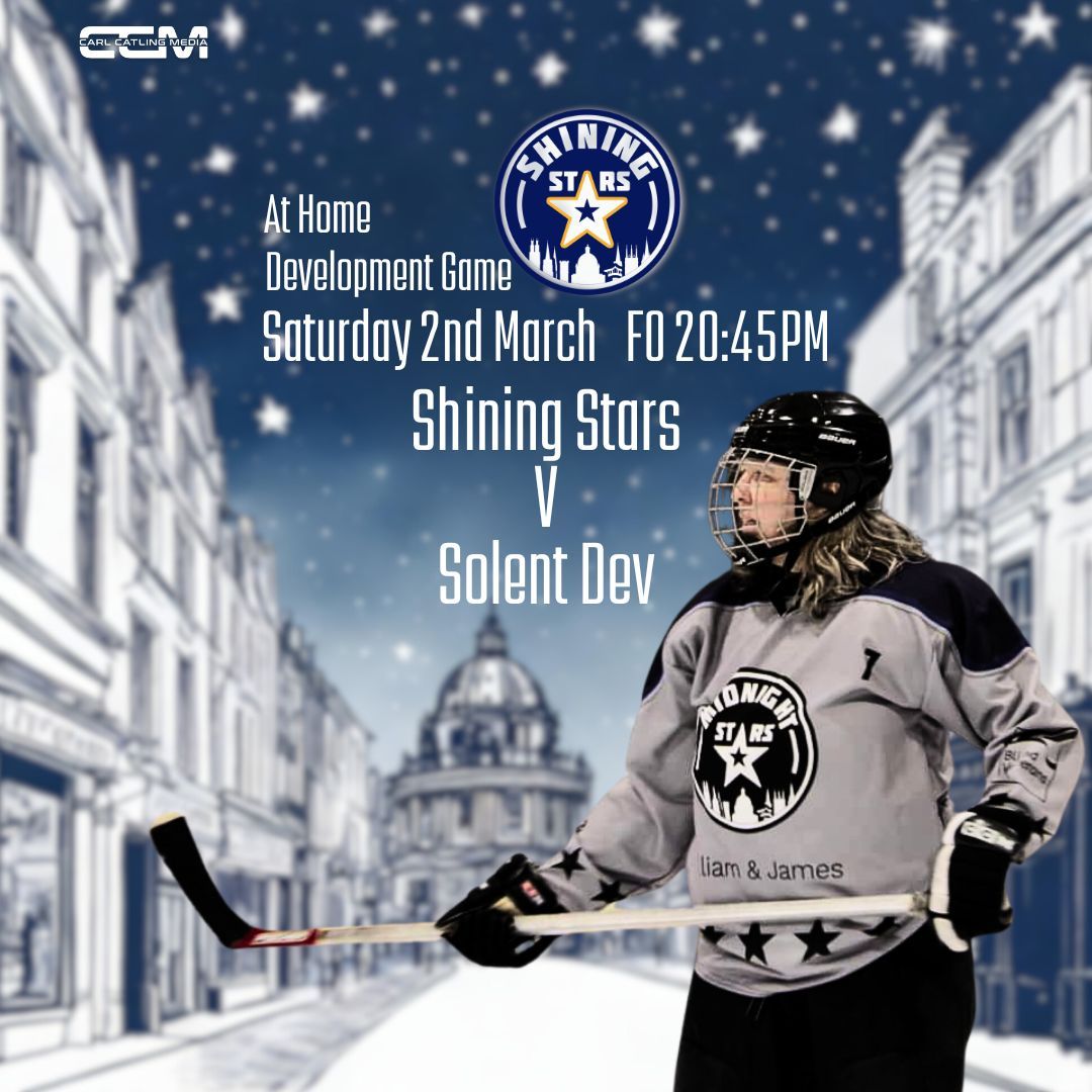 This Saturday 18:30pm - Oxford Midnight Stars v Slough 🏒⭐️

WNIHL2 South
Free entry ✅️
Oxford Ice Rink 📍

Followed by 
Oxford Shining Stars at 20:45pm
 
Let's go Midnight 🏒⭐️
<a href="/midnightshockey/">Oxford MidnightStars</a>