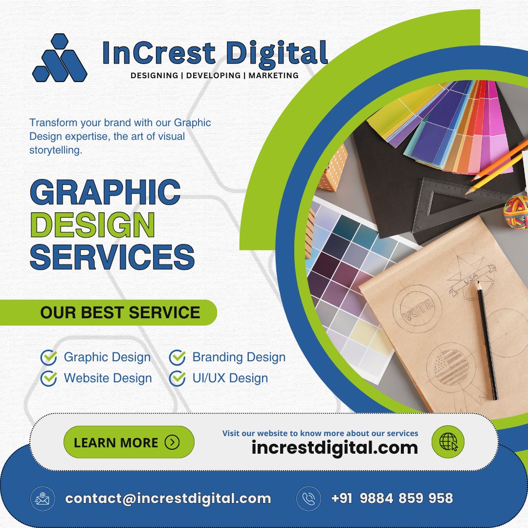 Unleash the power of visual storytelling with our Graphics Design services. Elevate your brand through captivating designs that speak louder than words.

#InCresting #InCrestDigital #GraphicsDesign #BrandDesign #LogoDesign #WebDesign #ContentDesign #MockUpDesign