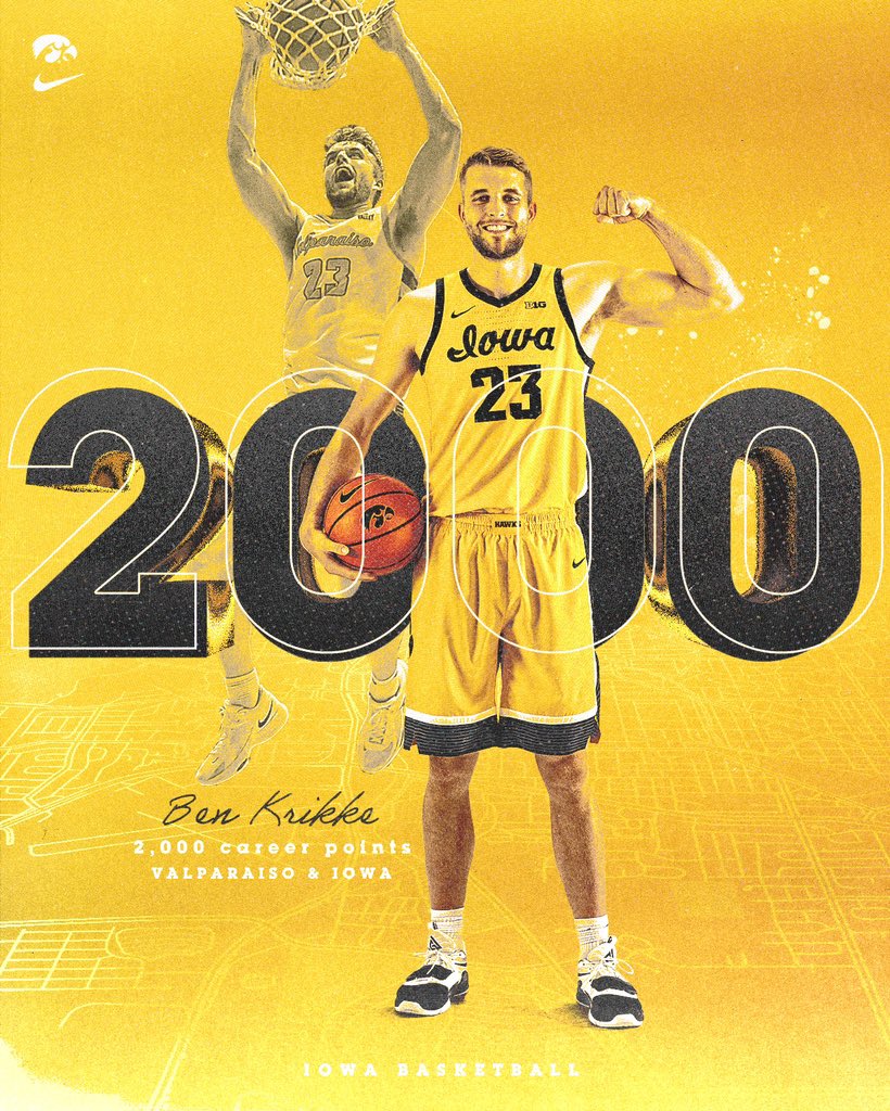 2K for B1G Ben.

1596 pts at Valpro, 404 pts (and counting) for the #Hawkeyes. 💣