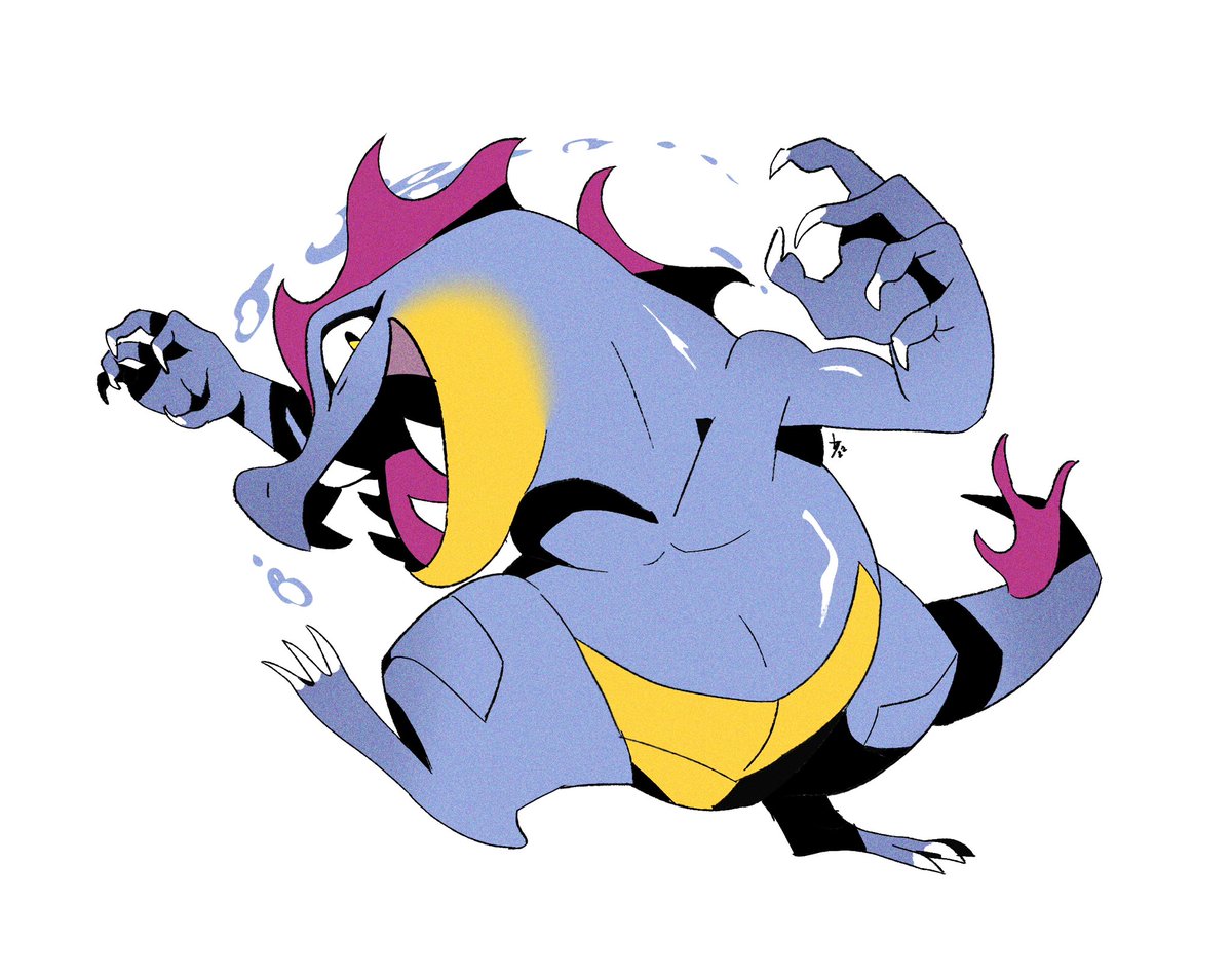pokemon (creature) no humans open mouth fangs grey background multiple views tongue  illustration images