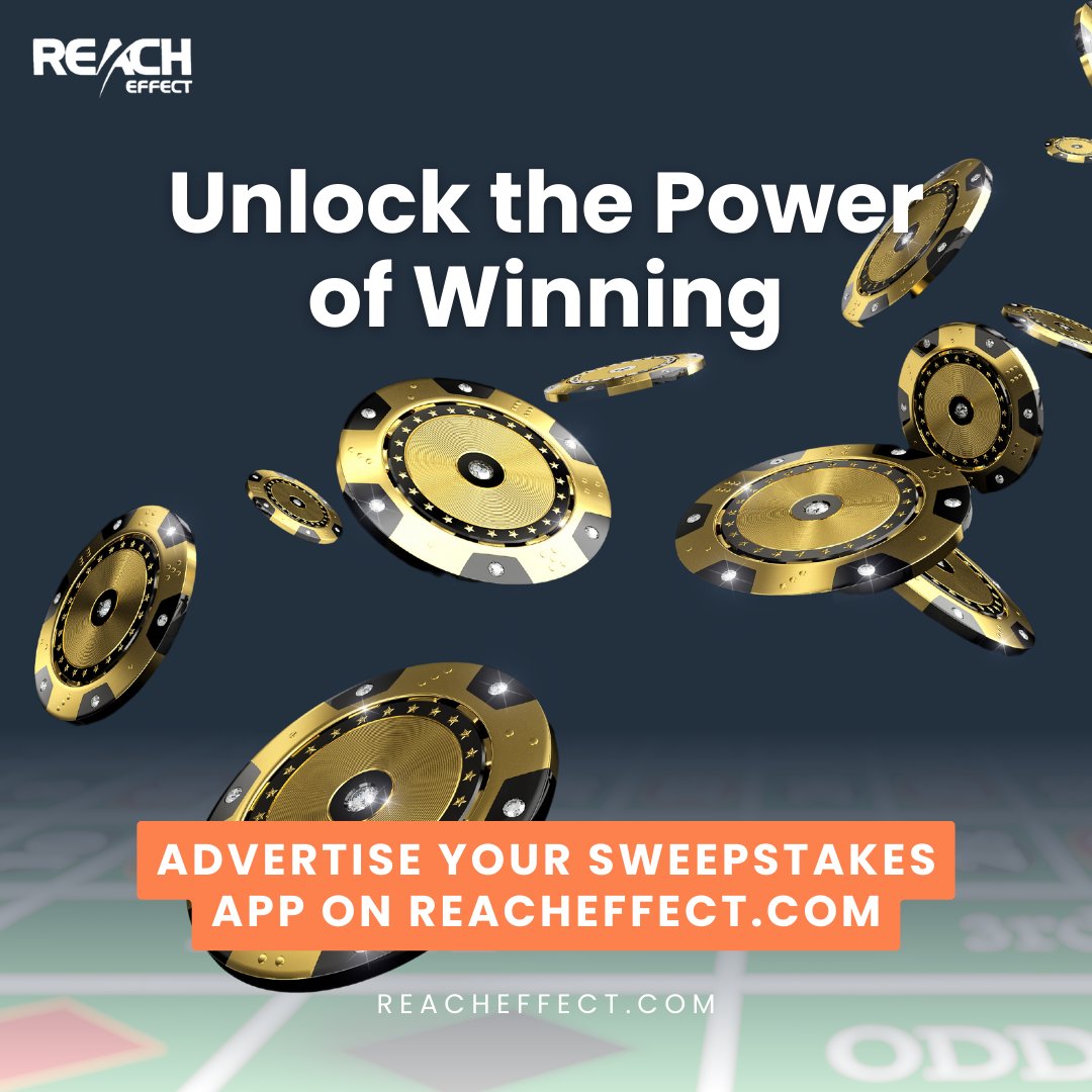 Unlock the ultimate winning strategy! 🎉✨ Advertise your sweepstakes app on Reacheffect.com and watch your success soar! 🚀💰 Don't miss out on the power of effective advertising. Start winning today! 💥 #UnlockWinning #ReacheffectAds #Sweepstakes #AdvertiseWithImpact