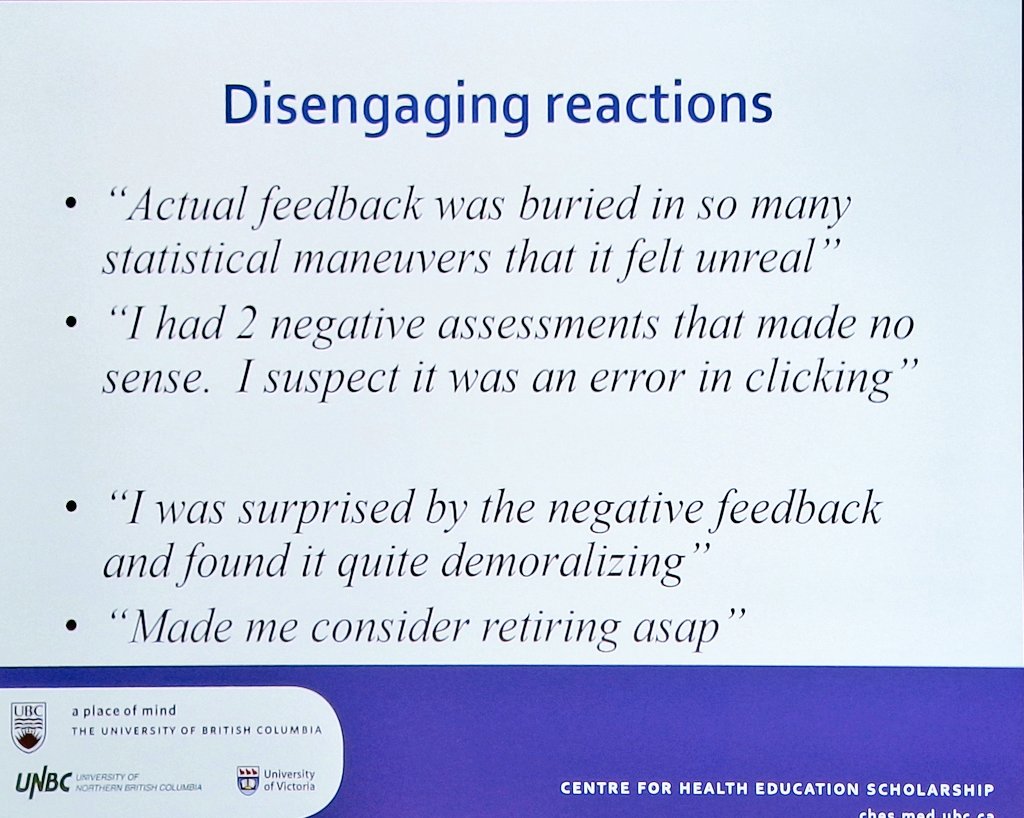 The #feedback paradox for doctors- @kevineva72, referencing @Kori_LaDonna, points out how drs may actually be looking for *reassurance*. When they get actionable feedback, it is either ignored or so challenging that it can lead to exit from the profession. 😕 #Ottawa2024 #MedEd