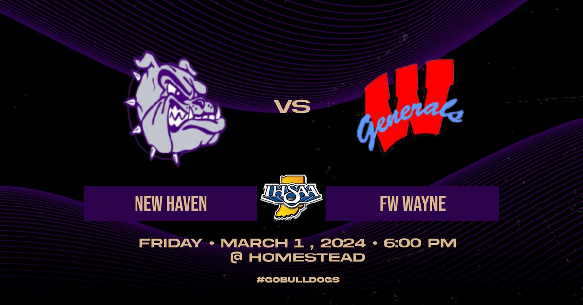 Our game is set Friday at Homestead.
New Haven takes on FW Wayne in the Sectional Semi-Final! Bulldog Nation we need your support Friday at 6:00 PM!
#GoBulldogs