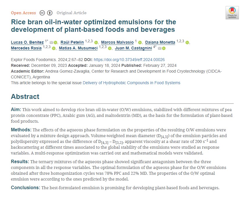 EFF_Journal's tweet photo. 📢 Newly Published Article

📖 Title: Rice bran oil-in-water optimized emulsions for the development of plant-based foods and beverages

https://t.co/hJBLlvzvIS https://t.co/R1XiJxaMkj