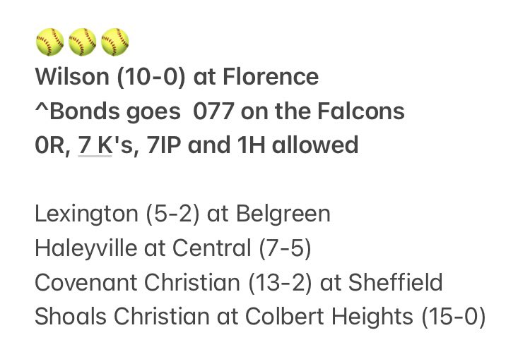 Tuesday 2/27 🥎🥎🥎 recap

Highlighted by Bonds...not James Bond 007, but Bonds from Wilson as the Warriors get their first W of the season
#AHSAA