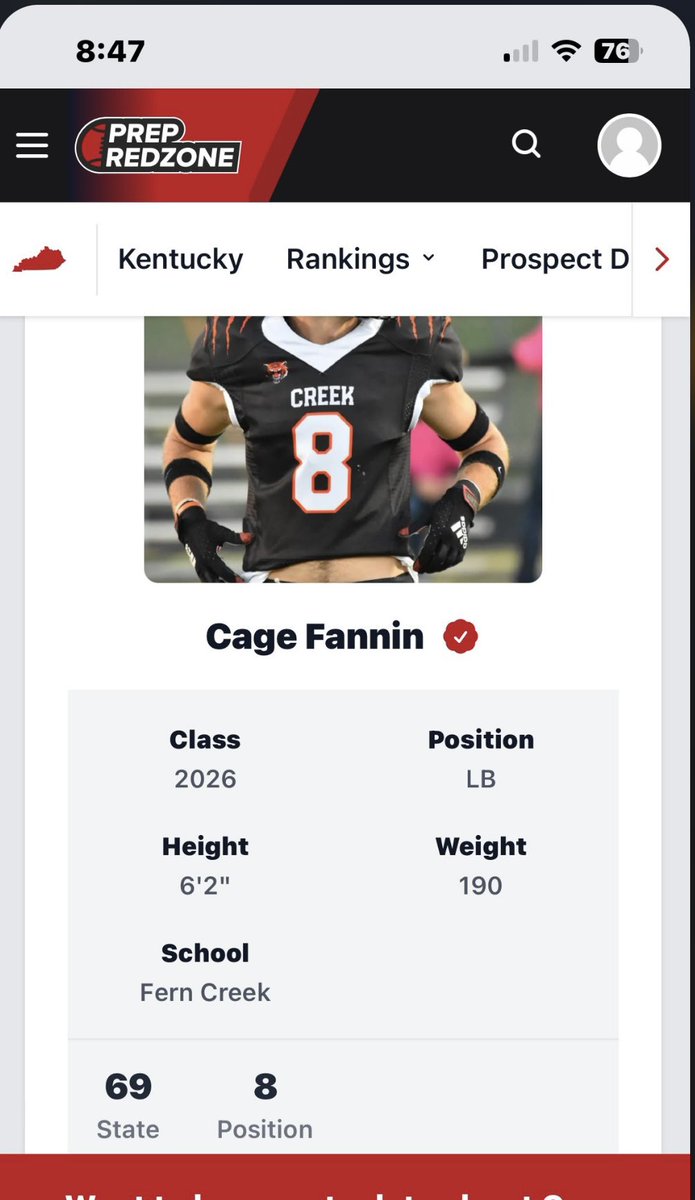 cage fannin (@cagefannin8) on Twitter photo Blessed to be ranked as the 8th best LB in the state! Thanks <a href="/LippertScouting/">Ryan Lippert</a> and <a href="/PrepRedzoneKY/">Prep Redzone Kentucky</a> for the rank. Blessed to be ranked as the 8th best LB in the state! Thanks <a href="/LippertScouting/">Ryan Lippert</a> and <a href="/PrepRedzoneKY/">Prep Redzone Kentucky</a> for the rank.