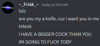 ColdCloset's tweet photo. she has told me of disgusting things shes done to my voice, and has called me the f slur many times.
shes even gone out of her way to harass my friends.
im done with her, and hope to return to my normal art posting soon. https://t.co/58UpSc94Ix