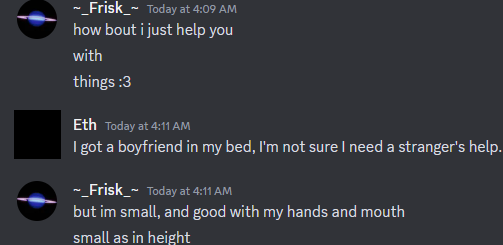 ColdCloset's tweet photo. she has told me of disgusting things shes done to my voice, and has called me the f slur many times.
shes even gone out of her way to harass my friends.
im done with her, and hope to return to my normal art posting soon. https://t.co/58UpSc94Ix