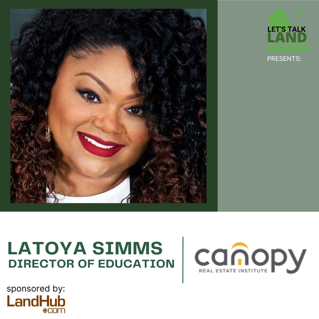 LetsTalkLandnet's tweet photo. #NewPodcast LaToya Simms is the director of the Canopy Real Estate Institute. We discuss CREI, one of the oldest and most successful continuously operating real estate schools in North Carolina. Listen now! https://t.co/HNmUHfxktG https://t.co/VCIRsEPvr6