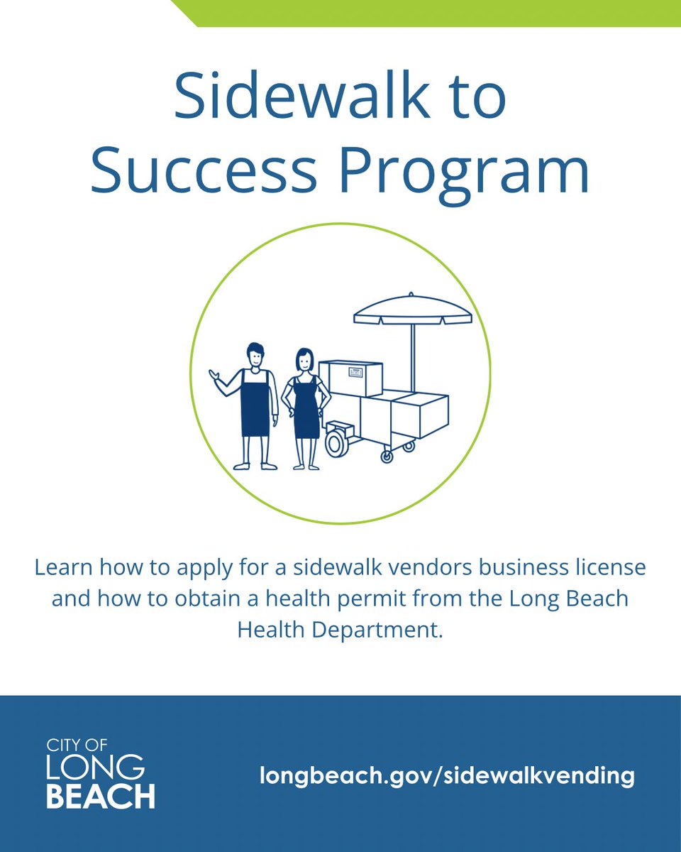 LongBeachCity's tweet photo. The Sidewalk to Success Program is now available! All applicants who apply for a sidewalk vendor business license and permit between π Feb. 26, 2024, and Feb. 26, 2025, will not have to pay the $300 fee.
Learn more. π https://t.co/icv8L7JvLI
#LBrecovers https://t.co/A2zjy1QpTU