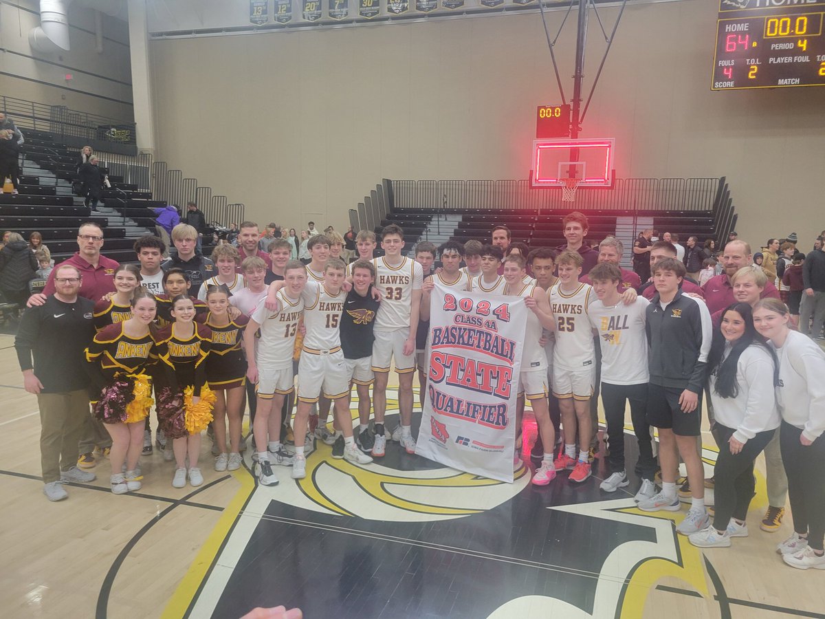 @ankenyhawkhoops is state bound with a 64-41 win over ACHS. See you Hawk Fans at the Well next Wednesday! #ExpectVictory #trustfamilybelievehawks