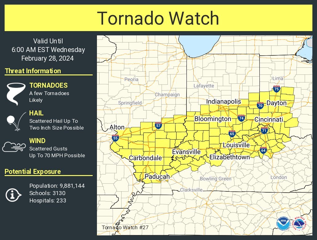 The City is now under a tornado watch until 6AM. Sign up for weather alerts at cincinnati-oh.gov/ecc/alerts/