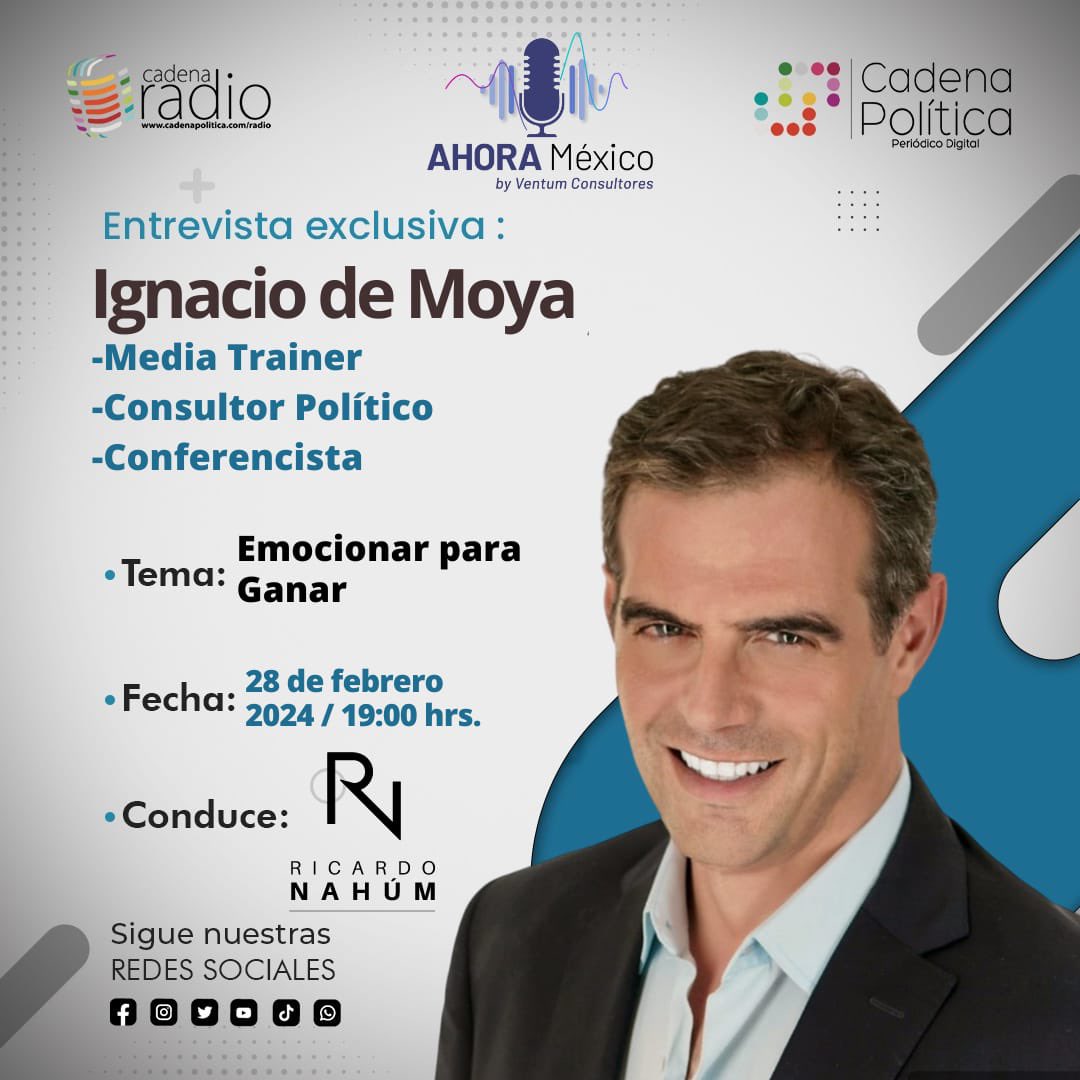 Mañana en Ahora, México con @RICARDONAHUM tendremos en el estudio a @Ignaciodemoya y estaremos hablando de Emocionar para ganar, los esperamos en punto de las 19:00 hrs