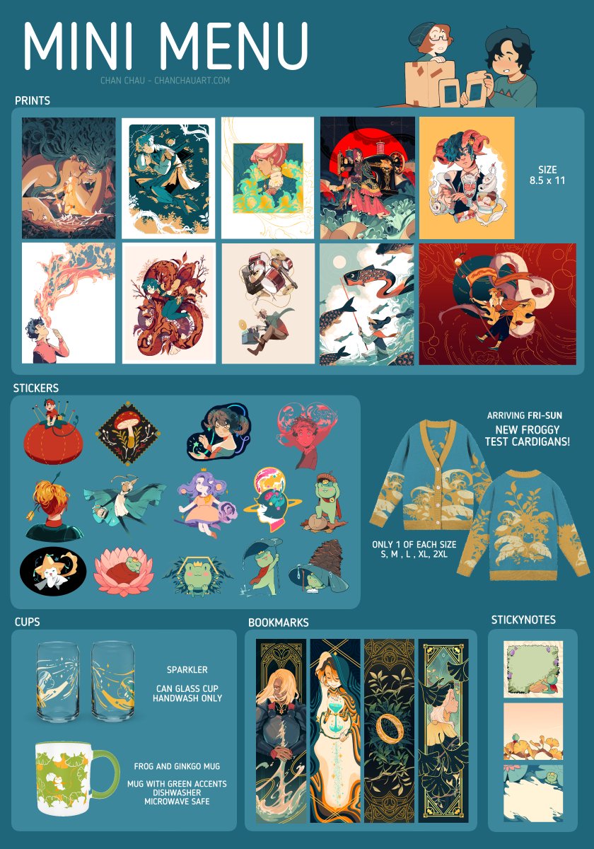 I'll be at ECCC this weekend! Being there with the lovely @Peter_Wartman and @harrybogosian along with some new goodies! I'll be at Table E-19. Not listed are my enamel pins and maybe some other goodies here and there, but the catalog should give you an overall look!