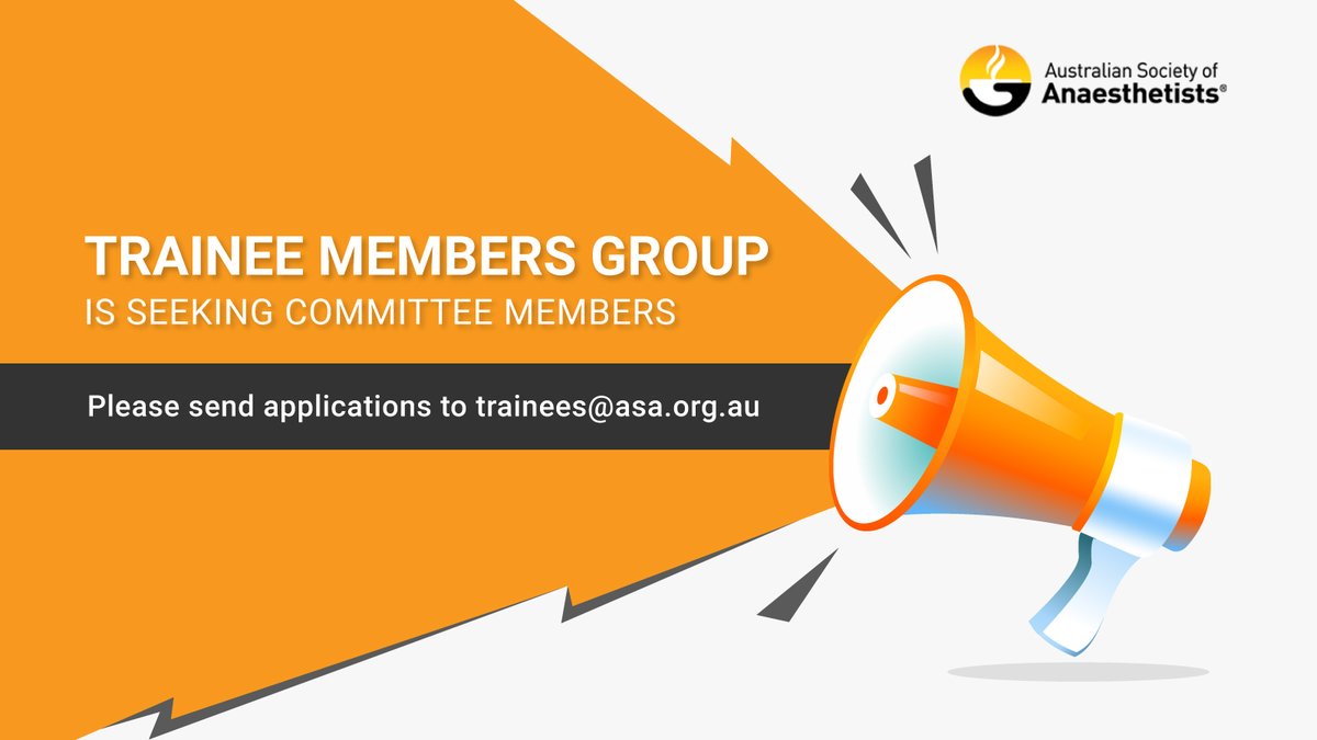 The ASA is seeking a trainee rep in WA! Be a voice for trainees & join the TMG committee. Apply with a 1-page letter & CV to trainees@asa.org.au today!