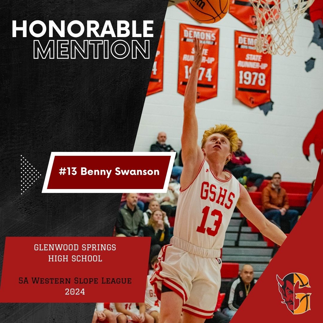 GSHS Boys Basketball (@gshsbbasketball) on Twitter photo Congratulations Benny Swanson, Junior, being awarded 5A Western Slope League Honorable Mention, 2024 <a href="/mchilson21/">Matt Chilson</a> <a href="/gsdemonsports/">Glenwood Athletics</a> Congratulations Benny Swanson, Junior, being awarded 5A Western Slope League Honorable Mention, 2024 <a href="/mchilson21/">Matt Chilson</a> <a href="/gsdemonsports/">Glenwood Athletics</a>