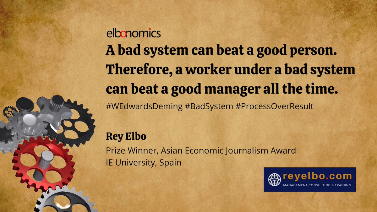 Rey_Elbo's tweet image. Feb 28, 2024 | Wonderful Wednesday
#WEDeming #badsystem #processoverresults
Here&apos;s one reason why we&apos;ve bad managers. Do you agree?