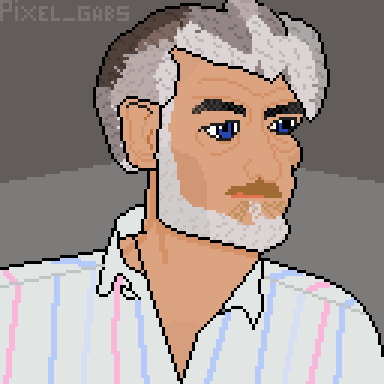 pixel_gabs's tweet photo. Once again I present a late weekly portrait 
Still struggling with hair, but we're going somewhere

@_CafeDot portrait practice: Ian Mckellen
#Pixelart https://t.co/xPuJR2rkzW