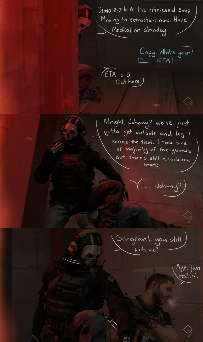 Ozy_Pineapple's tweet photo. You’re Alright (1/3)
The full comic is available on Patreon.
#codmw #ghoap #sfmcomic #angst #whump #ghost #soap
https://t.co/BflYsCVnmu https://t.co/ovWC3htVPO