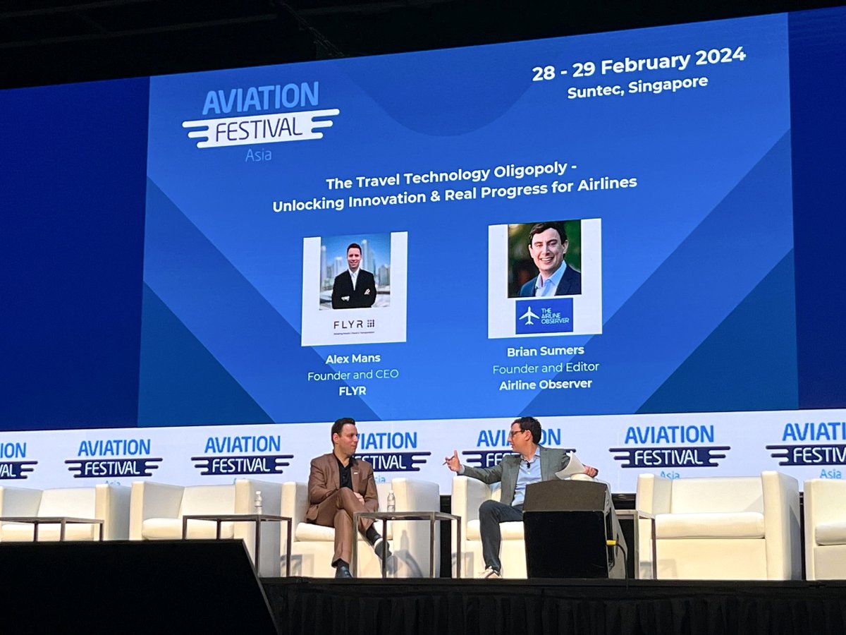 'The travel and transportation industry is a multi-trillion dollar, global industry that today, finds itself more held back by legacy technology and practices than ever before.' Great session today at AFA Singapore with FLYR CEO Alex Mans and Brian Sumers from Airline Observer.