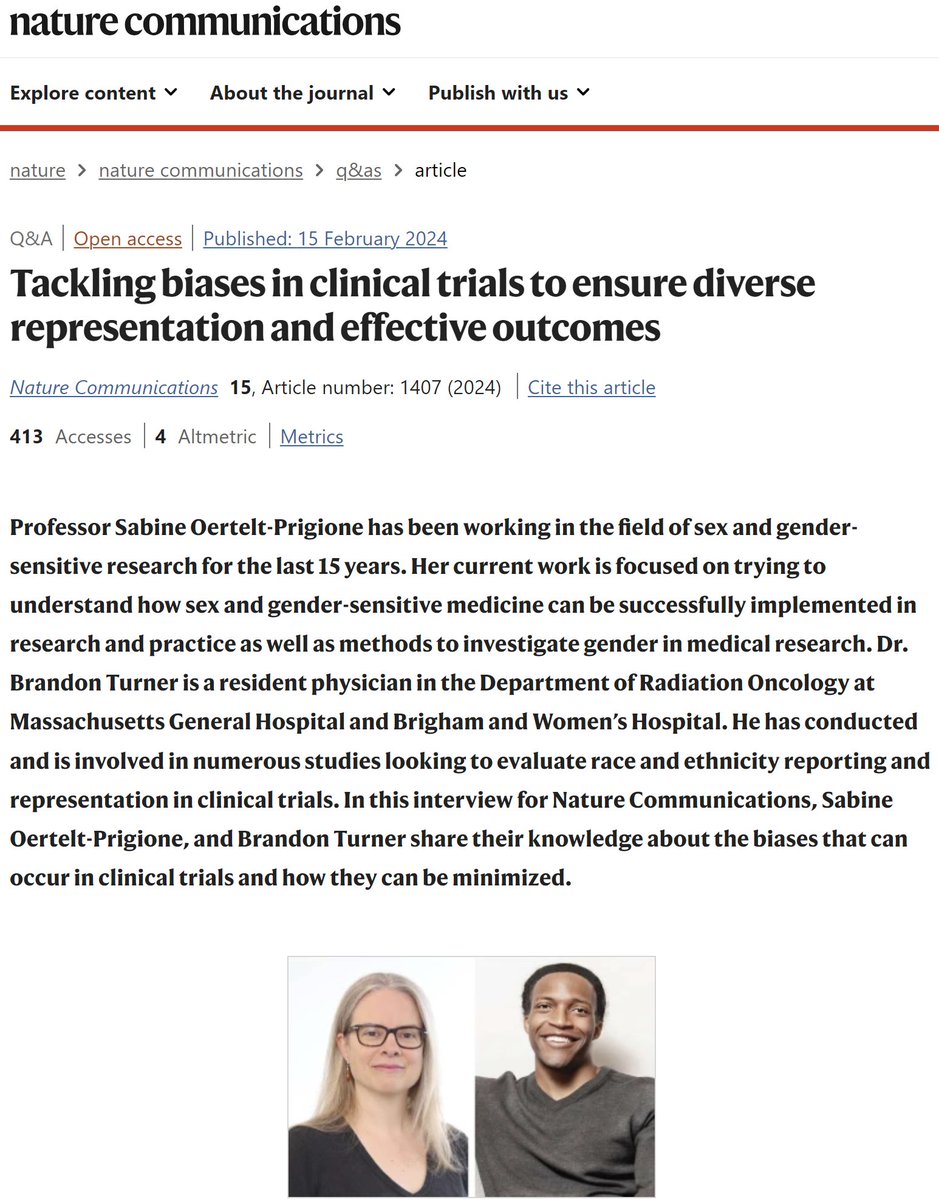 🔥 @HarvardRadOnc resident @BrandonTurnerMD was recently interviewed by Nature Communications based on his extensive research on clinical trial disparities. The Q&A is published here: nature.com/articles/s4146… #clinicaltrials
