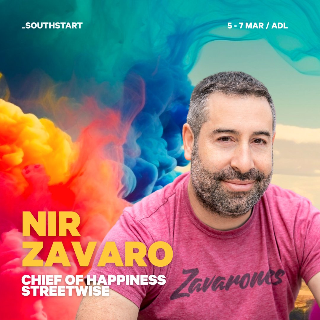 💥 DITCH THE DECK! PERFECT THE ART OF STORYTELLING 💥 Meet Nir Savaro (@nzavaro) - Chief of Happiness @Streetwise, at #SOUTHSTART! Tix 👉 bit.ly/3MSxeQe Schedule 👉bit.ly/3SrLZeT #SOUTHSTART💥 5-7 March, Adelaide 💥