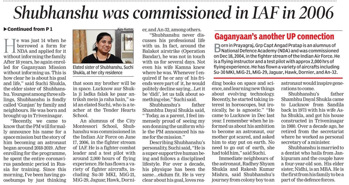 ishajainTOI's tweet photo. When a reporter, empty stomach,  decides to go ahead for a story like this, it is called as 'exclusive'. Hard work by @TOILucknow @Arv_Ind_Chauhan #GaganyaanMission #GaganyaanAstronauts https://t.co/hR6dyVCSM6