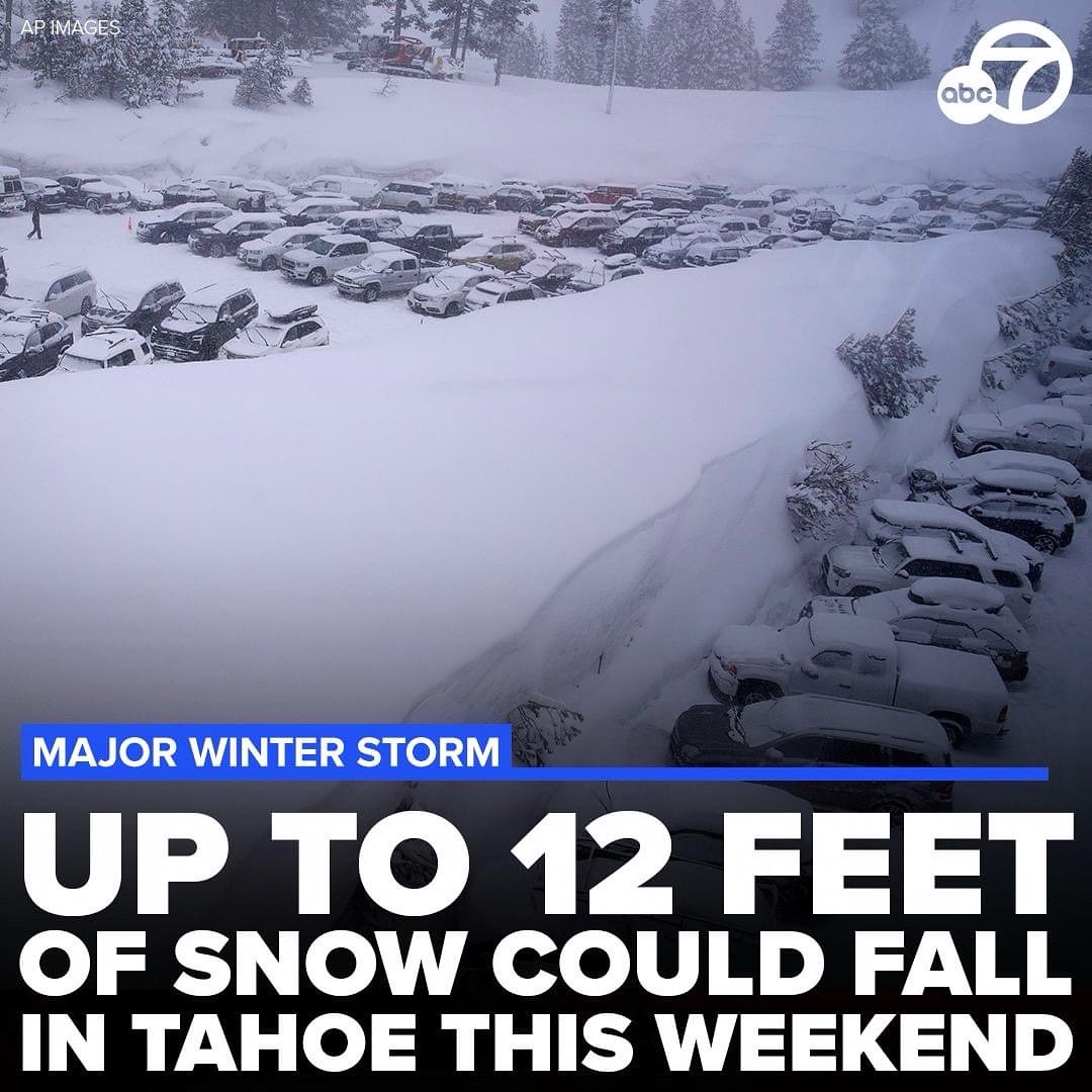 EverythingTahoe's tweet image. Blizzard warning, Lake Tahoe area this weekend, with the @nws forecasting up to 12 feet of snow. ❄ abc7ne.ws/3SXPvxT photo credit to @abcnews
