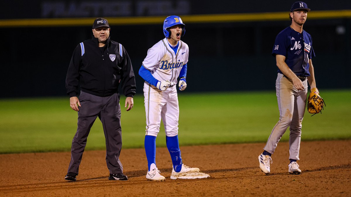 Roch Cholowsky's go-ahead RBI double in the seventh capped off a decisive four-run rally as the Bruins captured a 5-4 comeback win over Nevada on Tuesday night at JRS. Recap: ucla.in/3UWjGb1 #GoBruins