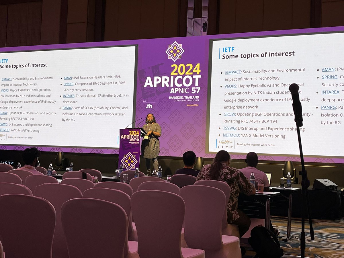 The IETF roundup by <a href="/DhruvDhody/">Dhruv</a> at #APRICOT2024.