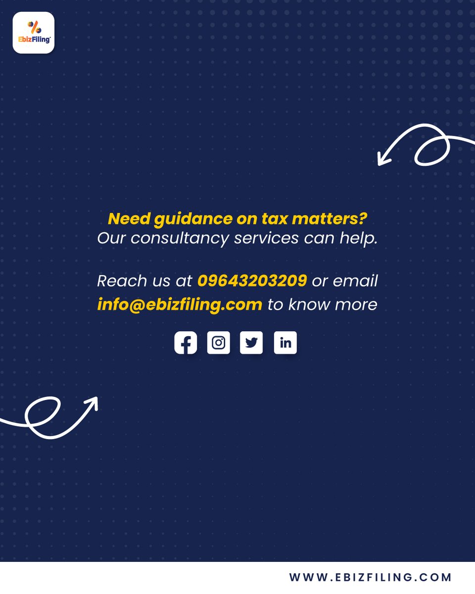 ebizfilingindia's tweet image. Maximize your tax savings with Section 80C and beyond! Explore these 10 deductions to reduce your tax liability. 

Connect with us! 📧 info@ebizfiling.com | 📞 +91 9643203209 | 💻 ebizfiling.com
 
#TaxSavings #Section80C #FinancialPlanning #TaxDeductions #TaxPlanning