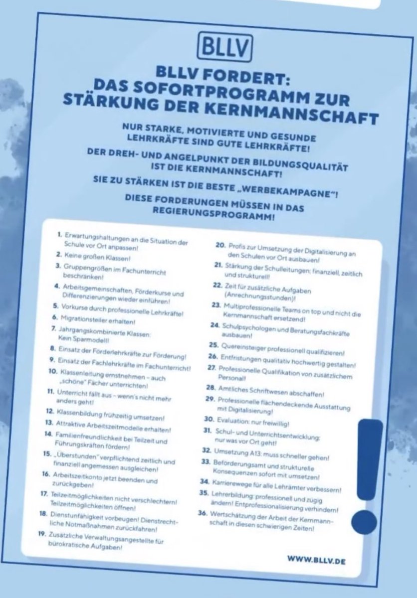 Wir brauchen kein Streichkonzert! Wir brauchen endlich die Stärkung der Kernmannschaft. Der BLLV bleibt dran 👍