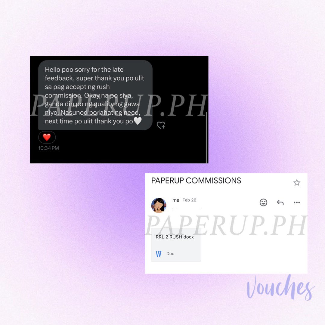 PaperupPh's tweet image. ° ᡣ𐭩 . ° .𝐹𝑒𝑒𝒹𝒷𝒶𝒸𝓀 𝒻𝓇𝑜𝓂 𝓈𝒶𝓉𝒾𝓈𝒻𝒾𝑒𝒹 𝒸𝓁𝒾𝑒𝓃𝓉𝓈

🎀 Task : RRL rush

#paperuproofs #thesiscomms #rrl #researchpaper #rushcommissions